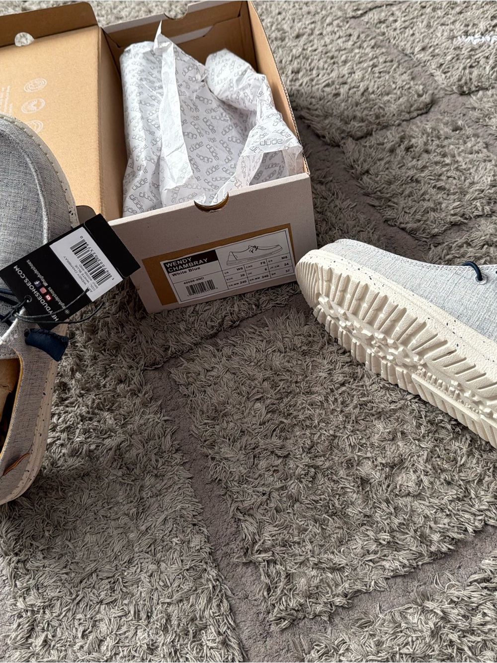Hey Dude Light Gray Knit Slip-On Sneakers for Women